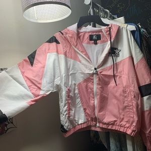 Pink, black, and white windbreaker